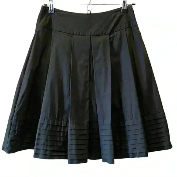 Vintage Alfred Sung Pleated A-Line Skirt 100% Cotton  Lined Black Size 4 - Picture 1 of 15
